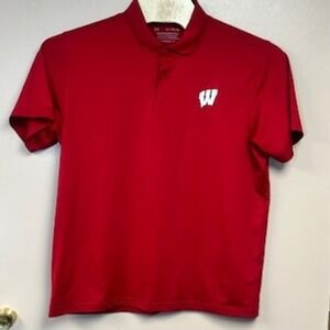 Under Armour Wisconsin Badgers Polo Shirt Red XL Mens Performance Golf